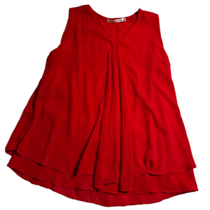 Today’s Designer Red Sleeveless Woman Lady XXL Elegant Blouse Shirt Top Holiday